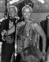 Celia Cruz on stage, 15 July 1976